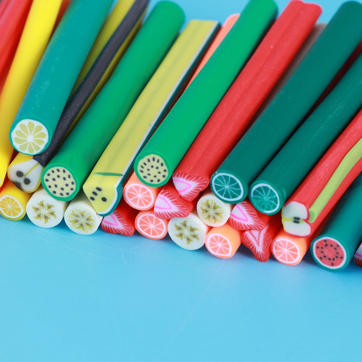 

50pcs 3D Fruit Polymer Clay Cane Stickers Decorative Sticks Diy Manicure Customizable Slices Phone Bag Laptop Decoration