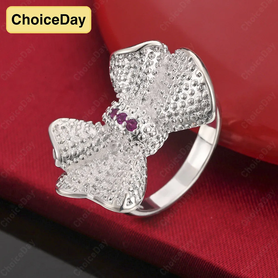 

ChoiceDay 925 Sterling Silver 7-10 Exquisite Bow Ring Women's Jewelry Gift Accessories Wedding Party
