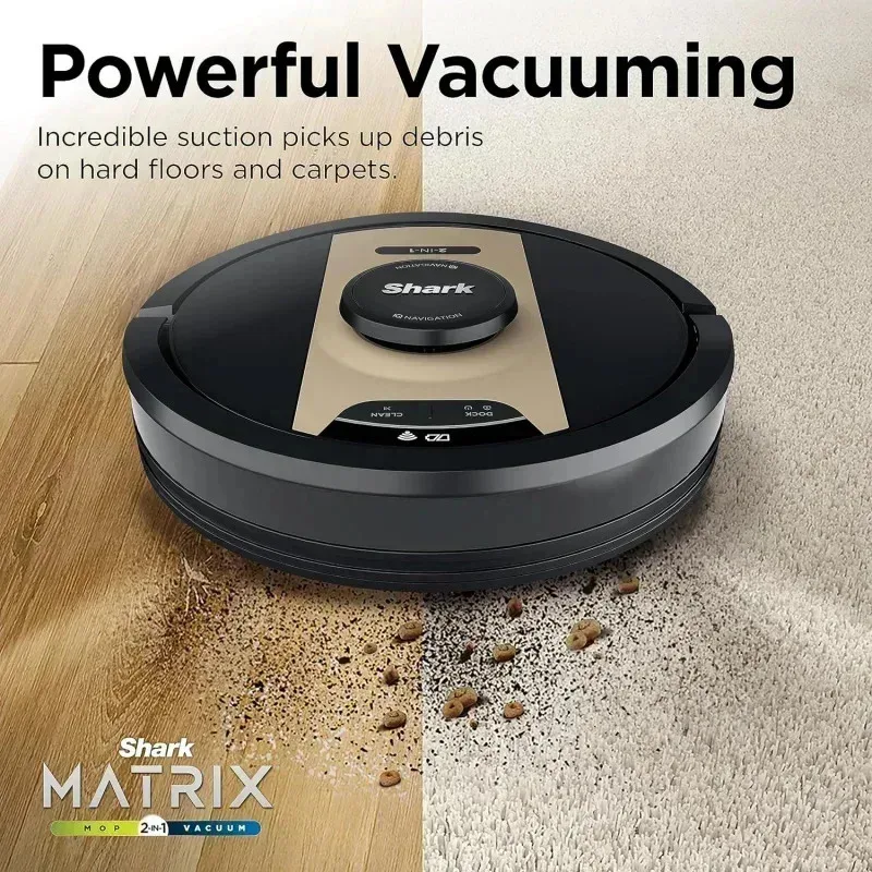 مكنسة كهربائية وممسحة روبوت PMD4-Shark RV2410WD IQ 2 في 1 مع تنظيف من الصف، مثالية متوافقة مع Alexa، بدون قاعدة ذاتية فارغة،