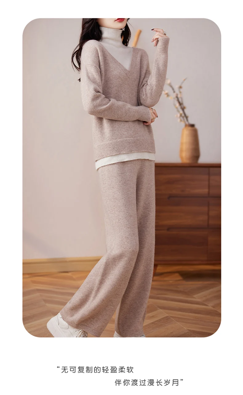 V-neck sweater women's new winter style, this year's super nice lazy style wool top suit