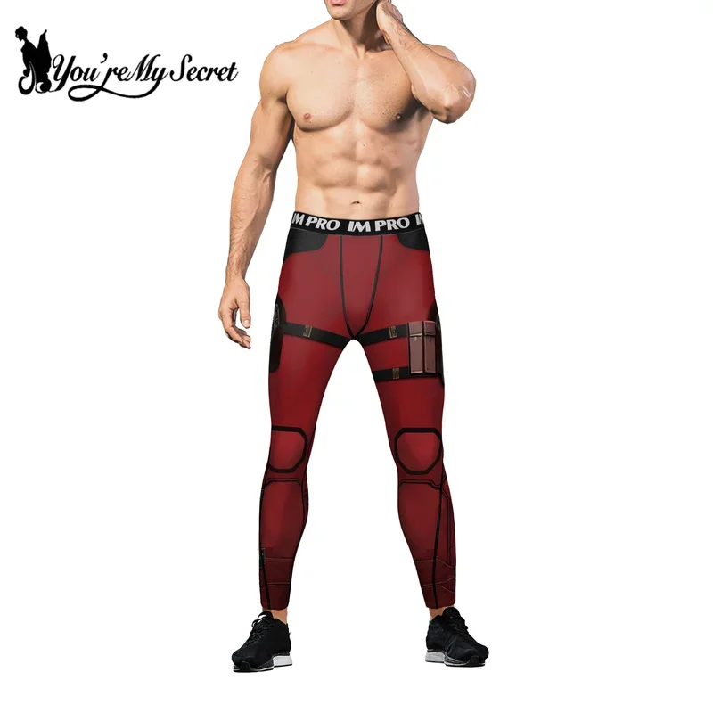 [Ты мой секрет] Мужские компрессионные тренировочные брюки для косплея, тренировочные брюки с принтом супергероя Росомахи, костюмы для фитнеса, бега