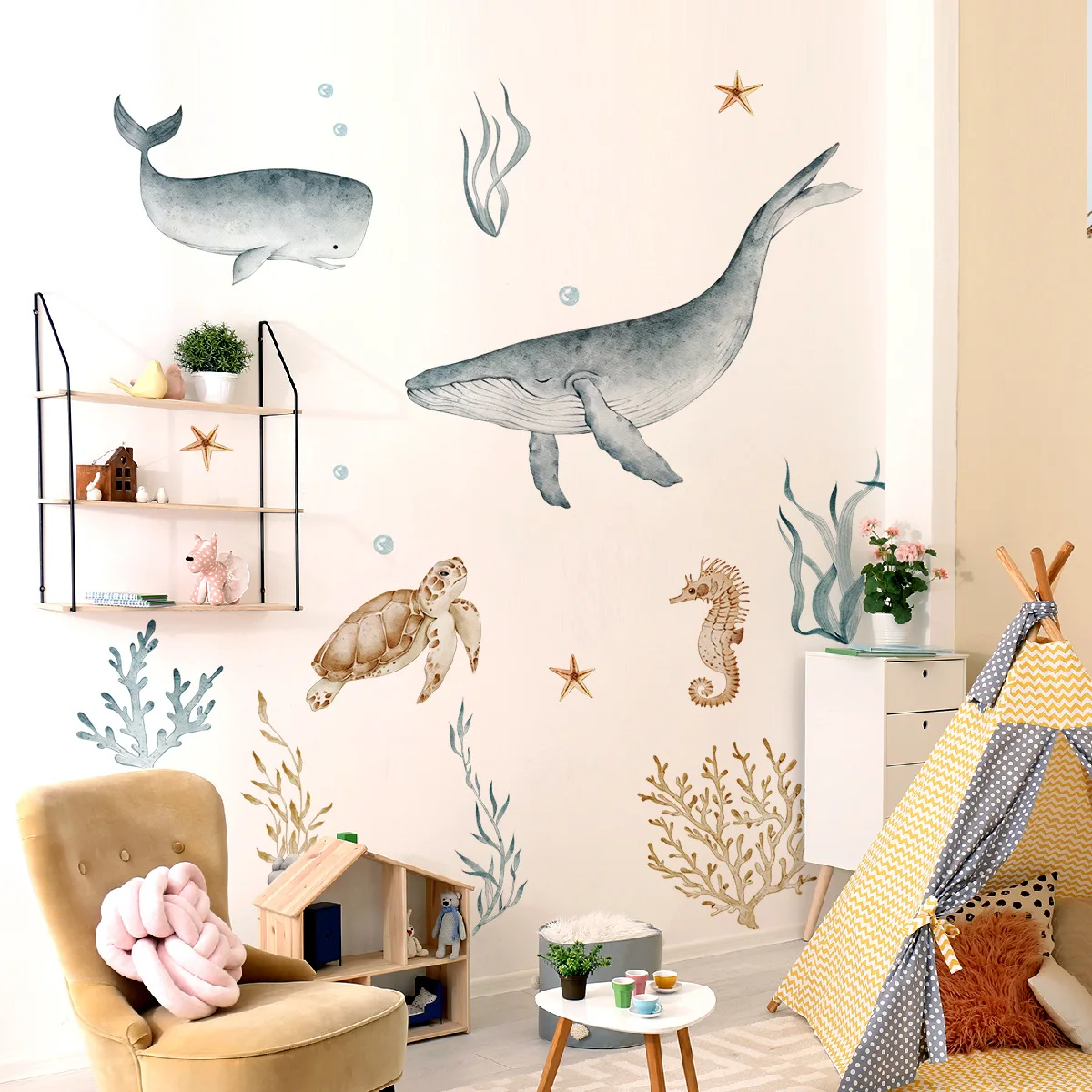 

Undersea Animal Watercolor Style Whole Wall Decorative Wall Sticker
