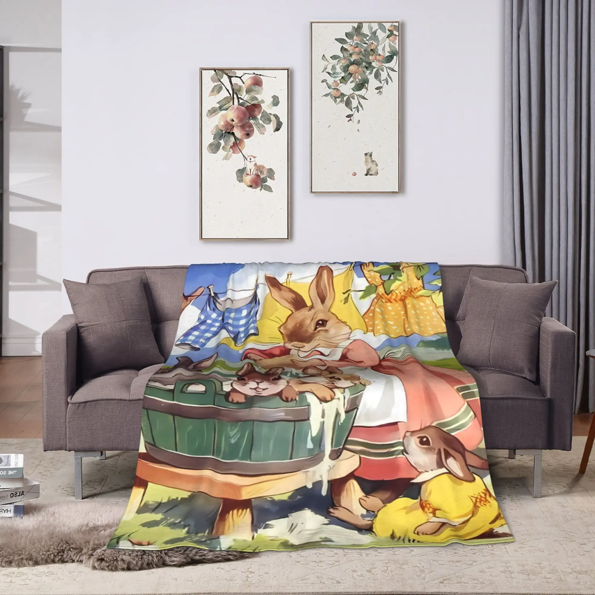 P-Petered R-Rabbits Blanket  Warm Soft Print Plush Bedding Throws For Boy Girl Couch Chair Flannel Bedspread Bed Cover