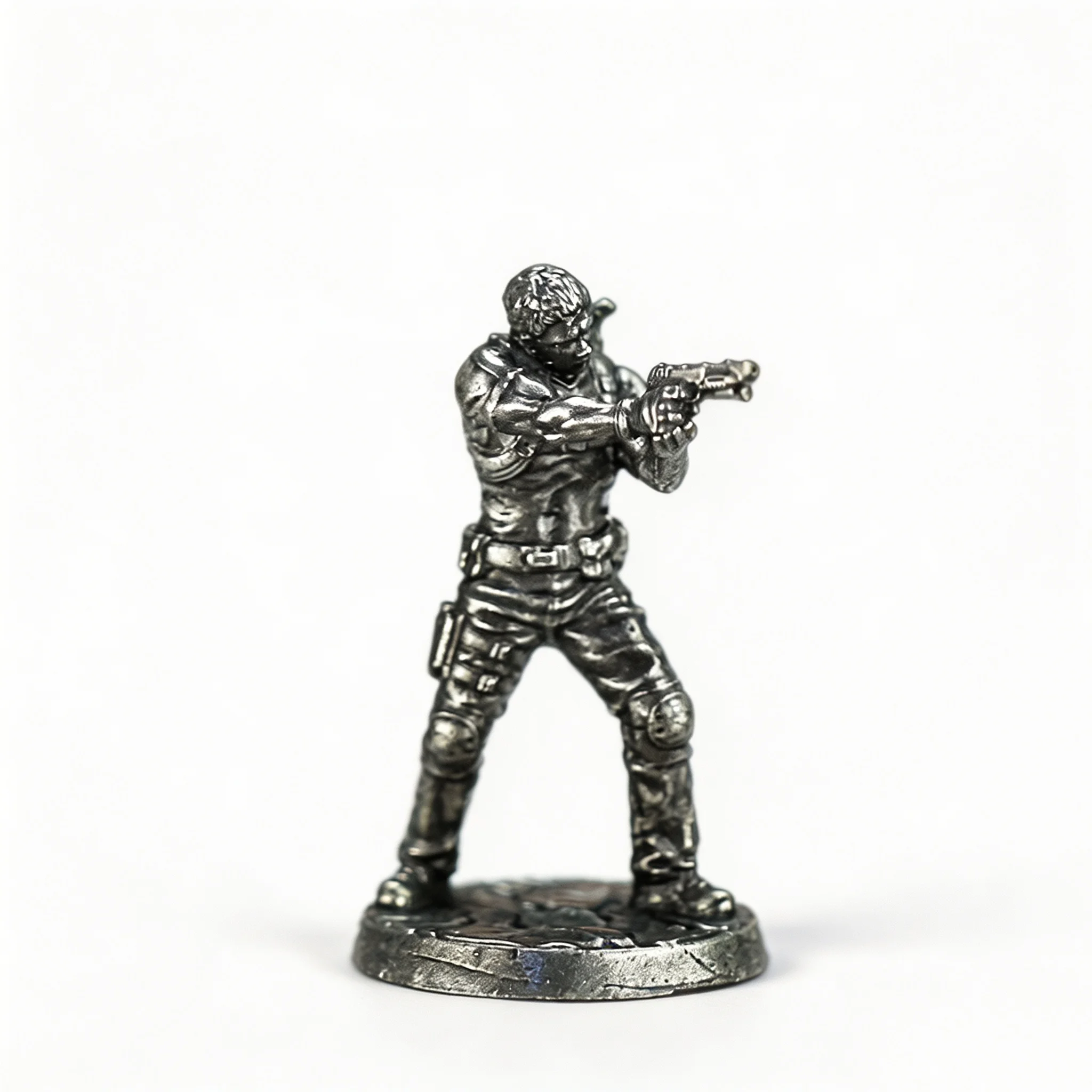 White Copper Alloy Resident Evil Soldier Miniature Figure Toy Desktop Ornament Game Chess Piece Static Display Model