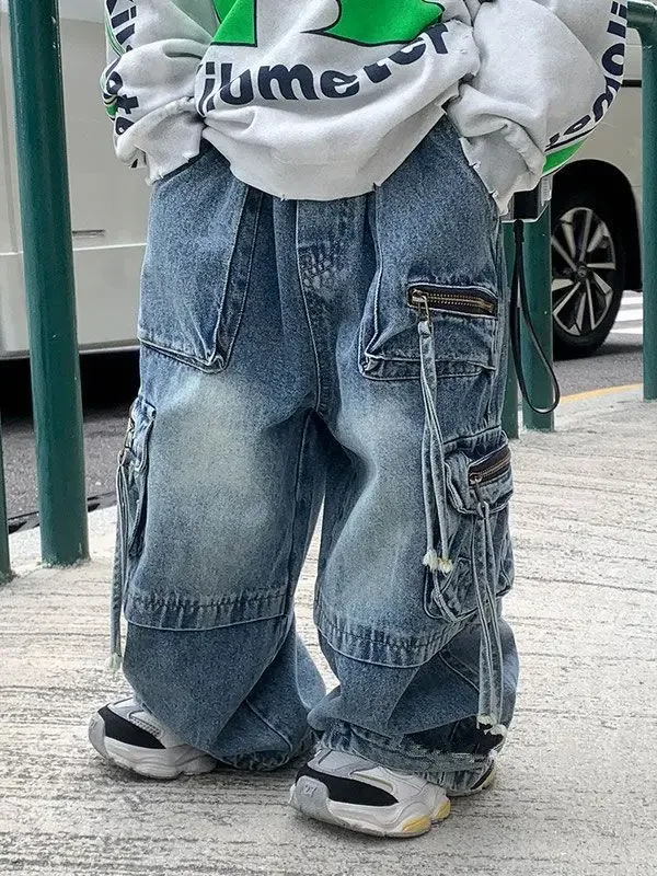 Boys' Jeans Spring And Autumn 2026 New children's Clothing Baby Pants children's Straight Leg Jeans Loose Pants Trend