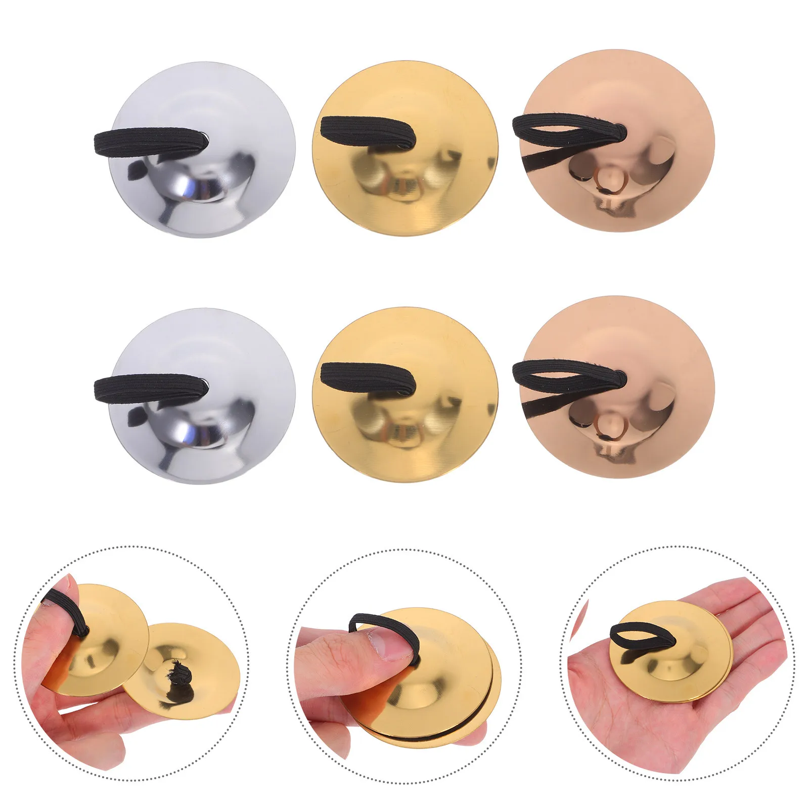 

3 Pairs Finger Cymbals Belly Dancing Brass 's Musical Instruments Plaything Percussion Zills Bells