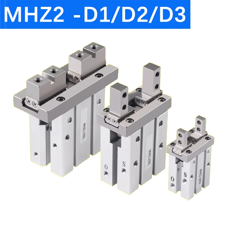 MHZ2 Pneumatic Finger Cylinder Parallel Gripper MHZ2-10/16/25/32/40D1/D2/D3 Side Thread Aluminium Clamps