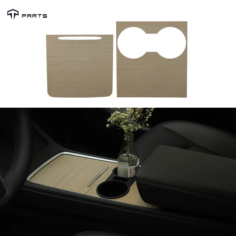 

TPARTS｜Compatible With Tesla Model 3 Y 2021 2022 Center Console Panel Sticker Real Wood Grain Cover Car Interior Accessor