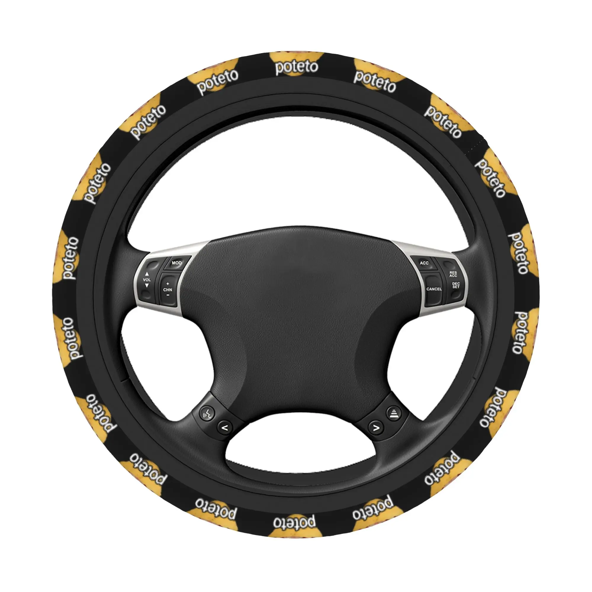 Poteto Creative Kasanes Expression Tetoes 38cm Car Steering Wheel Covers Elastic Funny Potato Auto Steering-Wheel Protector