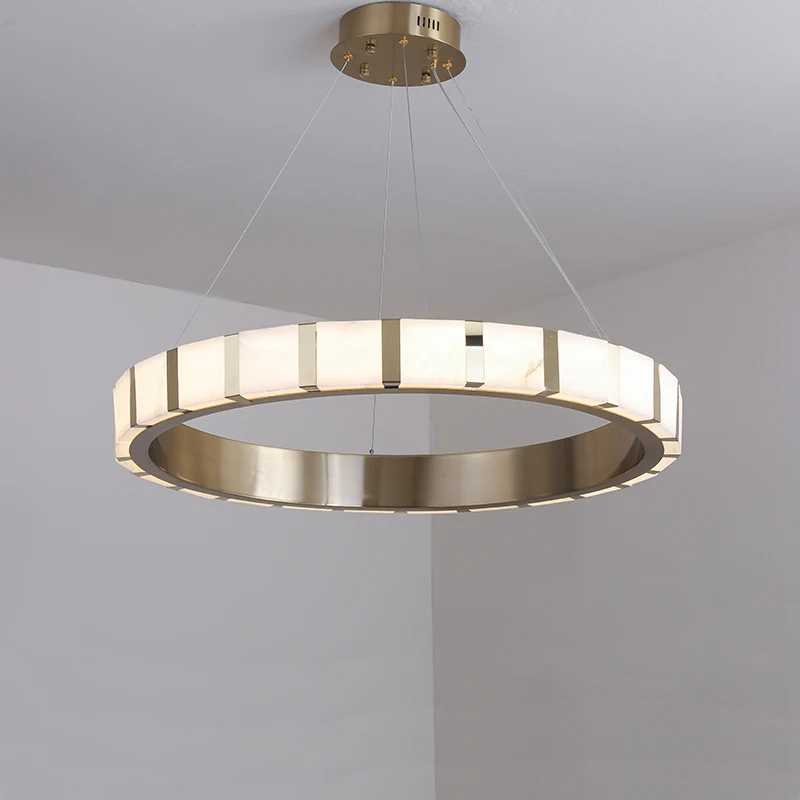 

Light Luxury Circular Living Room Villa Dining Room Pendant Lights Modern Italian Sample Room Designer Marble Hall Chandelier