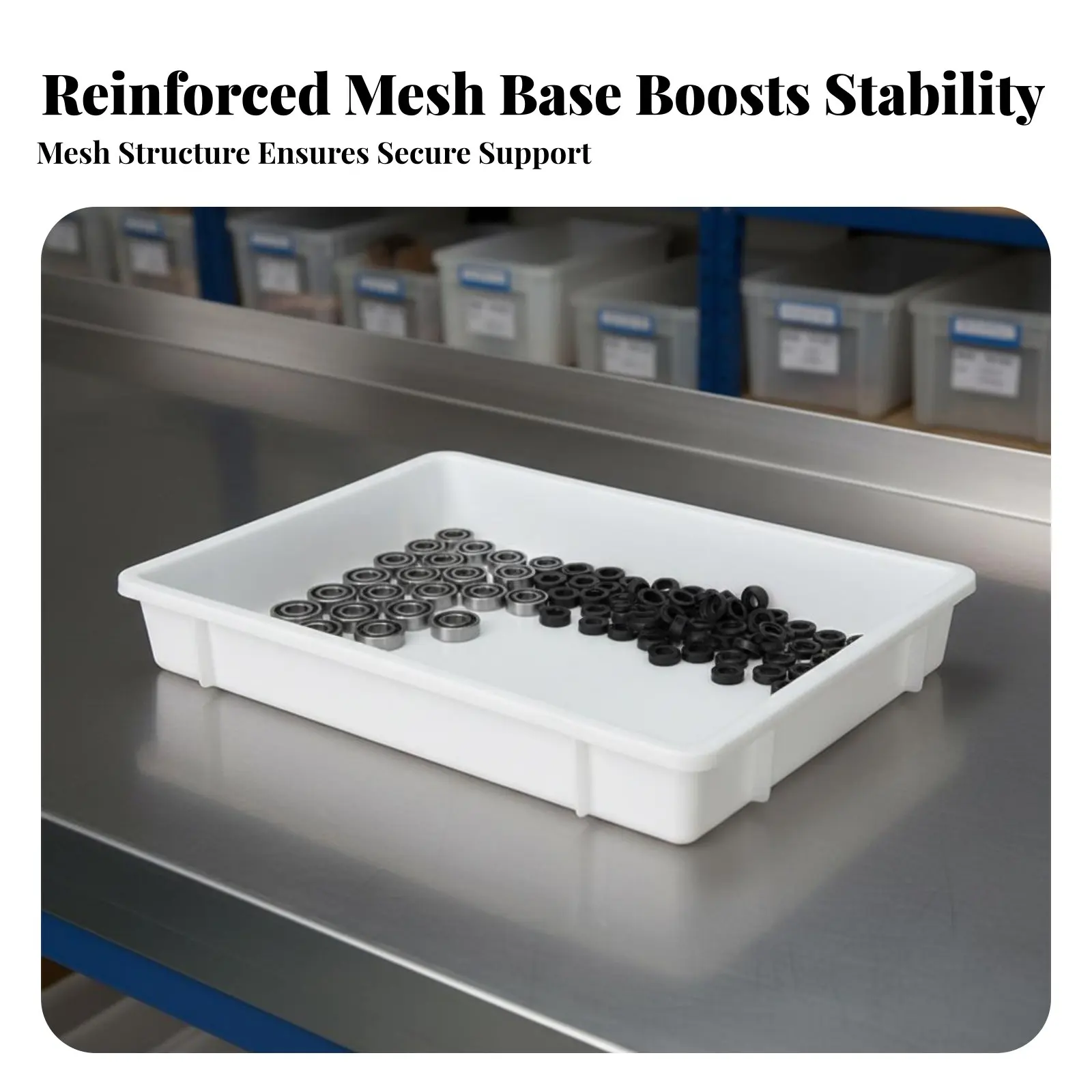 

Sturdy Duty Plastic Tray Thickened Design Rectangular Parts Bin Shallow Stackable Container Long-Lasting Turnover Box