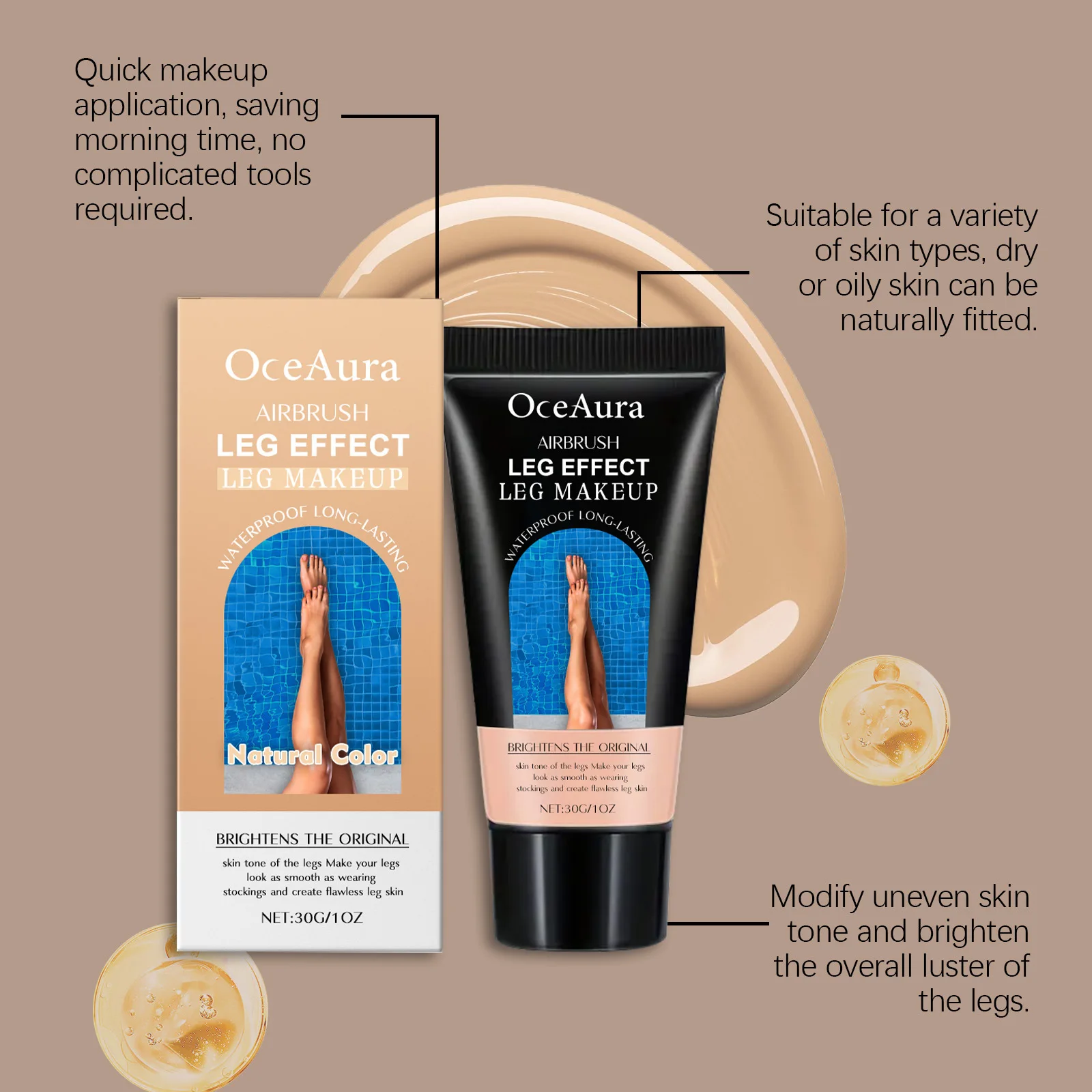 オセアラ レッグ ナチュラルカラー ファンデーション シミ除去 高カバー 傷跡 防水 ボディメイク コスメティック コンシーラー クリーム