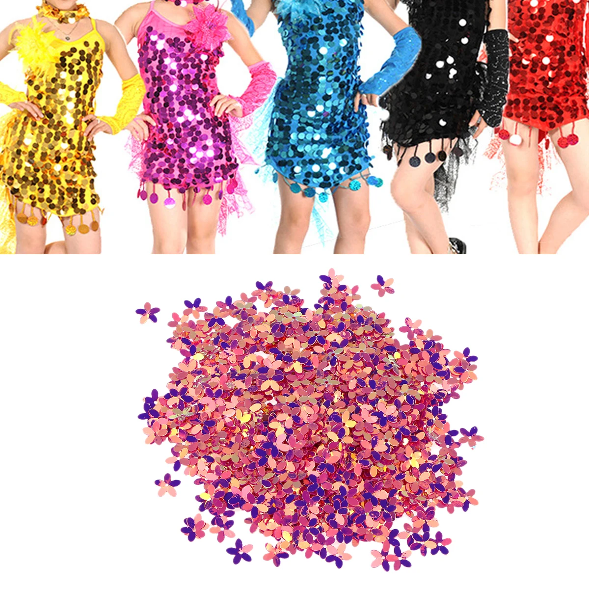 

800pc 10Mm Five-Petal Flower Sequins Pvc Clothing Decor Bright Rosy Sewing Patches Diy Clothes Accessories Hat Pants Coat