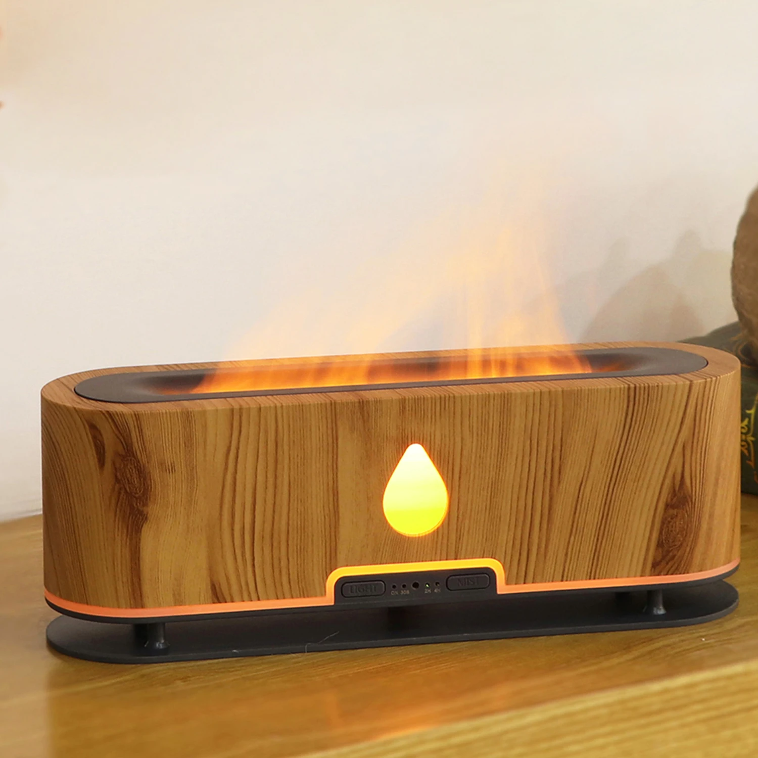 

Заводская цена, имитация камина, 3D пламя, воздушный диффузор, очищающий увлажнитель, домашний ночник, 200 мл, увлажнитель с древесным зерном