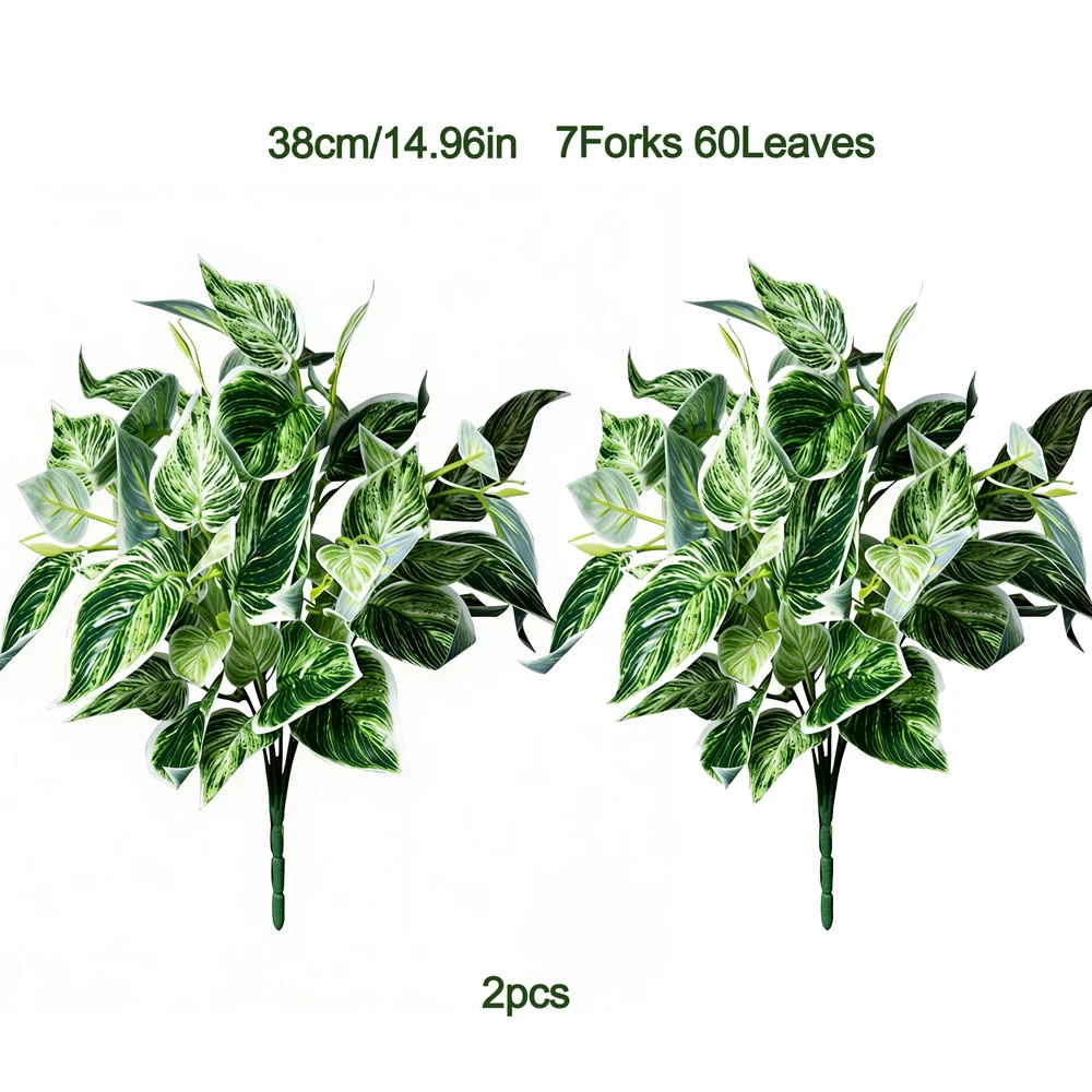 38cm Künstliche Scindapsus-Pflanzen Bouquet Künstlicher Eukalyptus Falsche Maranta-Blätter Plastikblätter Künstliche Grünpflanze für Heimdekoration – Detail 7
