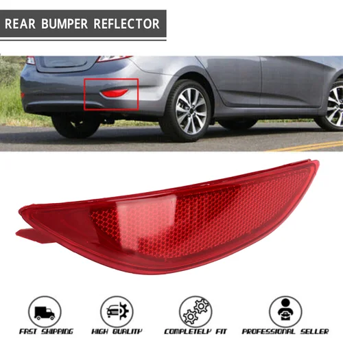 Imagen 2 del producto Reflector de parachoques trasero izquierdo o derecho, advertencia roja, impermeable, reemplazo resistente a los golpes para Hyundai Accent LE SE