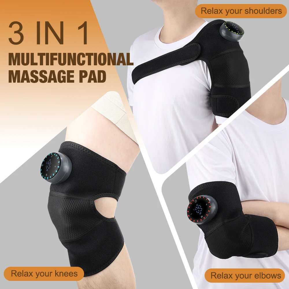 Heating Massage Support Brace 3 in 1 Electric Knee Shoulder Elbow Vibration Massage Belt Hot Compress Leg Joint Muscle Relax