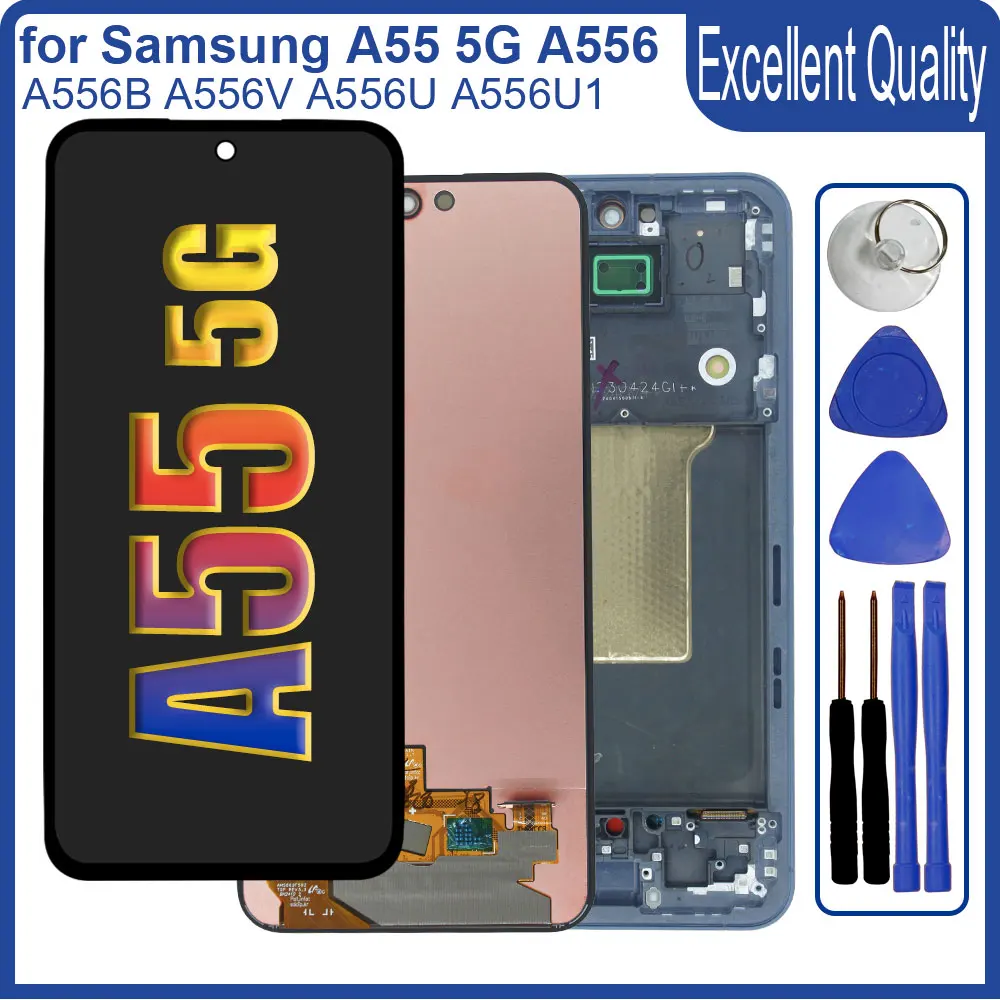 New Super AMOLED for Samsung Galaxy A55 5G LCD A556U Display Touch Screen Digitizer Replacement for Samsung A556E A556B LCD