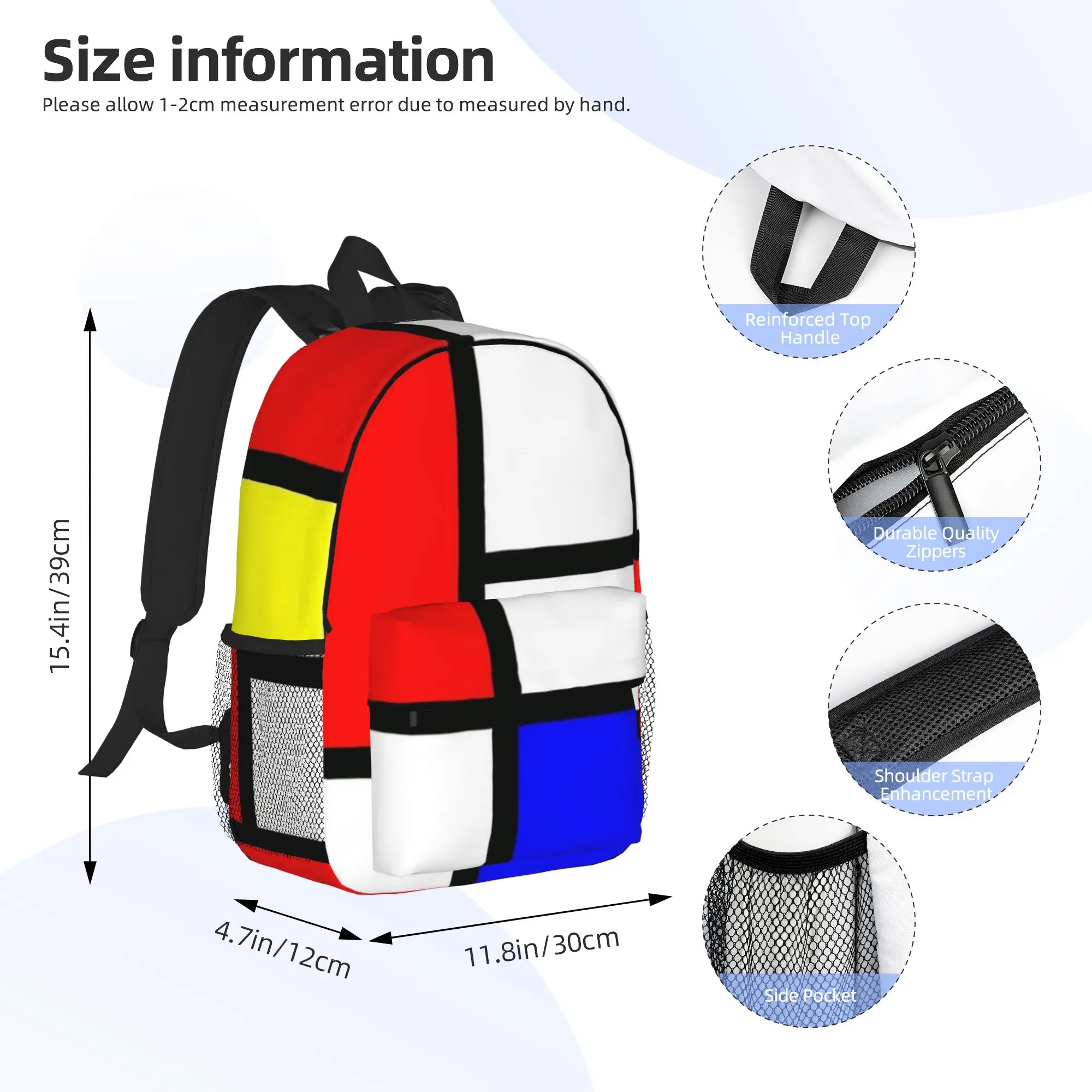 Piet Mondrian Composition 2  Color Block Backpack Hot Sale Daypack Boys Girls BookBag Shoulder Bags for Men Women School Bag