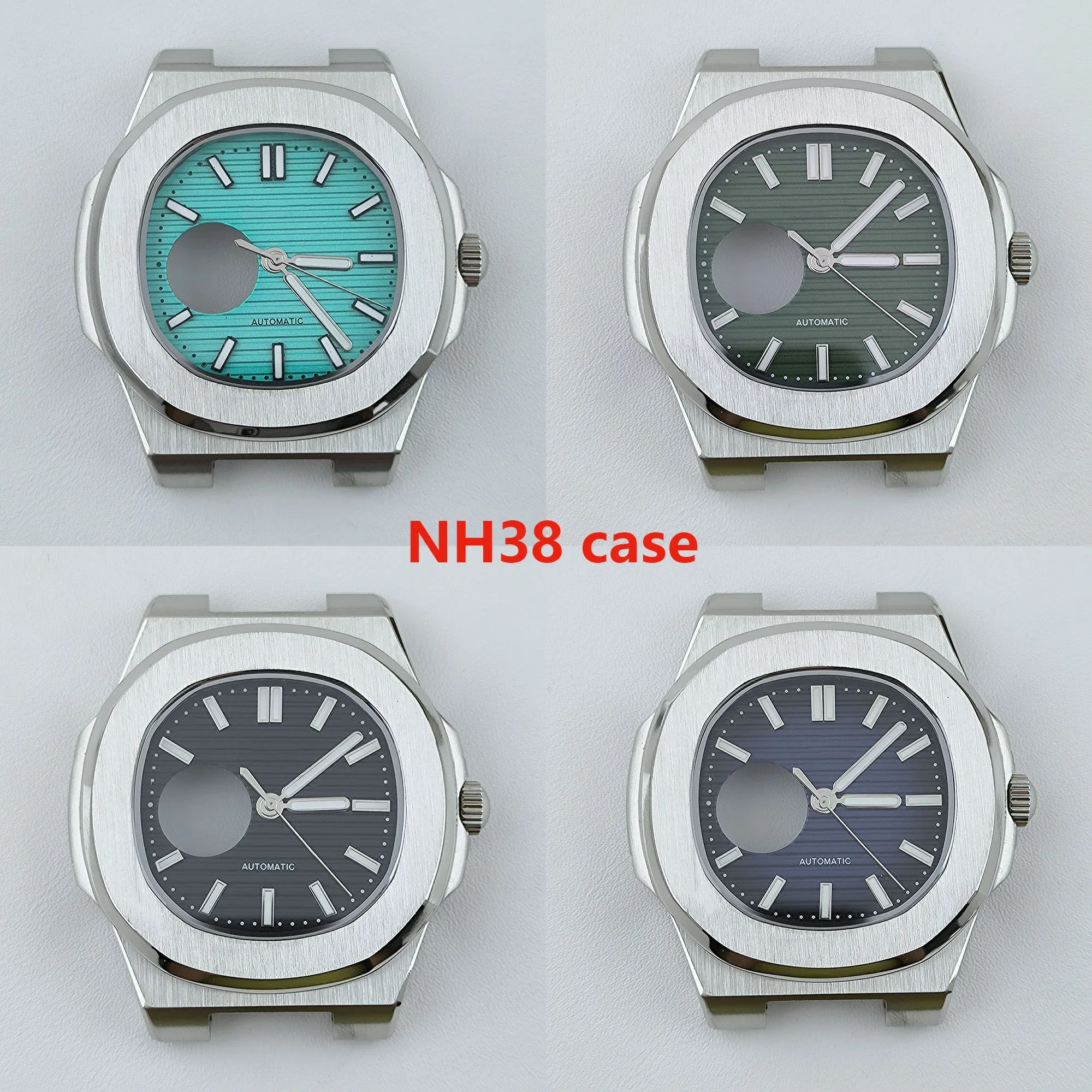 41mm Watch Case Skeleton Dial Hands Automatic Mechanical Sapphire Glass Watch Parts for Nautilus NH38 movement Watch Accessories