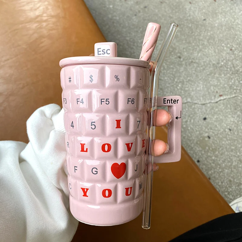 Programmer Geek Keyboard Romantic Confession Alphabet Mug Water Cup Gift Large Capacity 550ml Mug