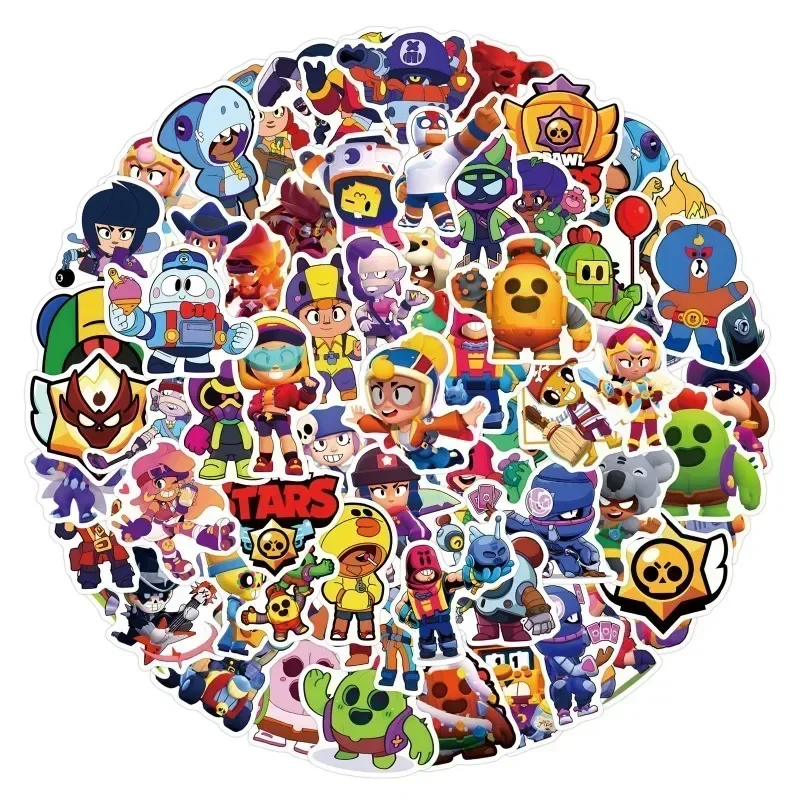 55pcs Graffiti Stickers Game Brawlers Spike Shelly Colt Leon Poco Crow Primo Stuff Supercell Character Decoration Stickers