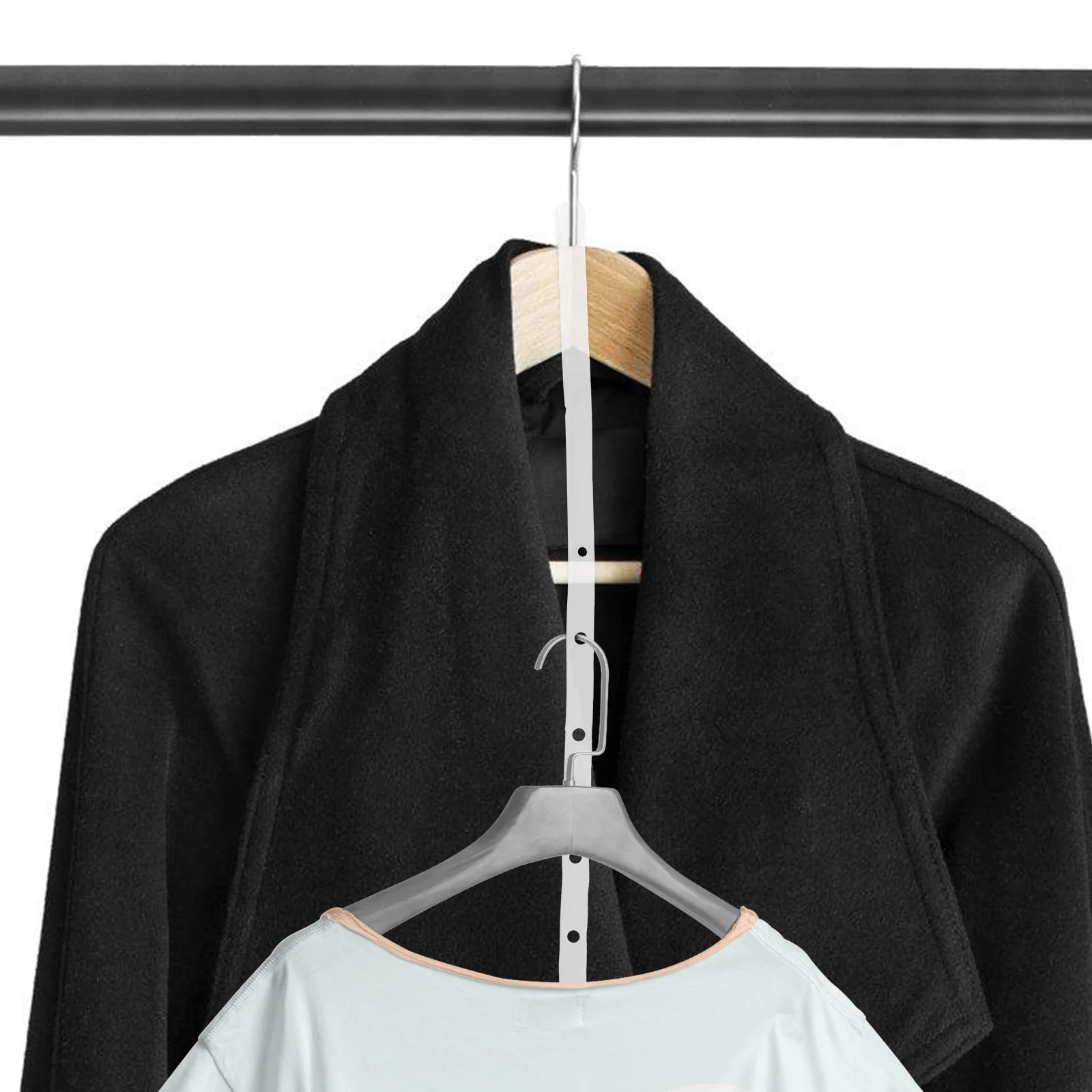 

10Pcs Clothing Hanger Connector Set Transparent Plastic Strips for Space Saving Closet Organization Multifunctional Shirt Pants