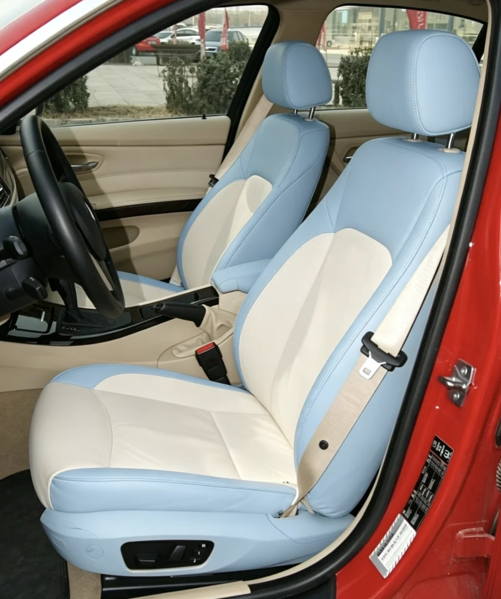 Für BMW E90 2005~2012 Maßgefertigte Autositzbezüge Luxuriöses Nappaleder 100% Passgenau Innenausstattung 360 ° Vollständige Abdeckung – Detail 6