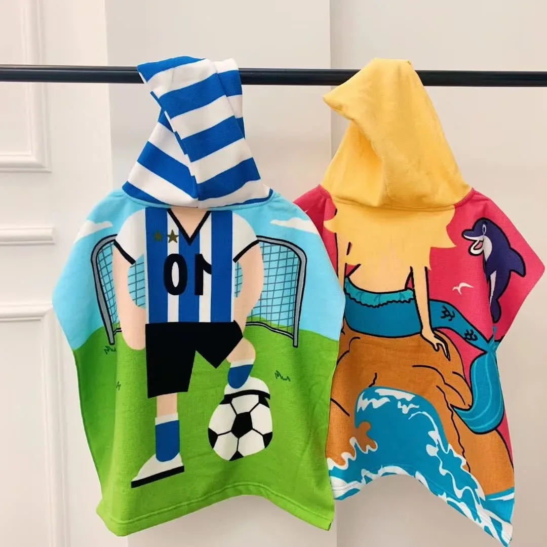 Cartoon Child Kid Hooded Cloak Infant Bathrob Baby Bath Towel Robe Cotton Boy Girl Beach Robe Dinosaur Cape Newborn Wrap Blanket