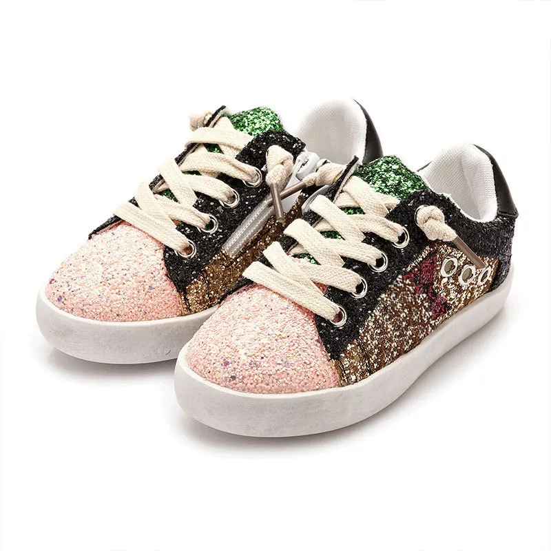 

2025 Kids Glitter Slip-On Sneakers with Zipper Pattern | Sparkly Casual Skate Shoes for Big Boys and Girls
