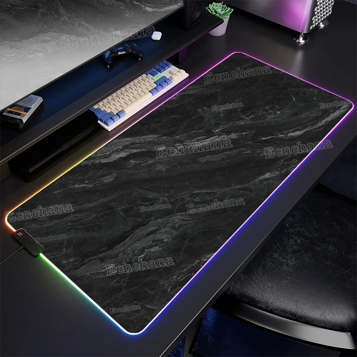 

RGB большой коврик для мыши с мраморным жидким узором HD с принтом, светодиодная клавиатура для ноутбука, художественный геймер, коврики для офисного стола, подсветка, игровые аксессуары для ПК