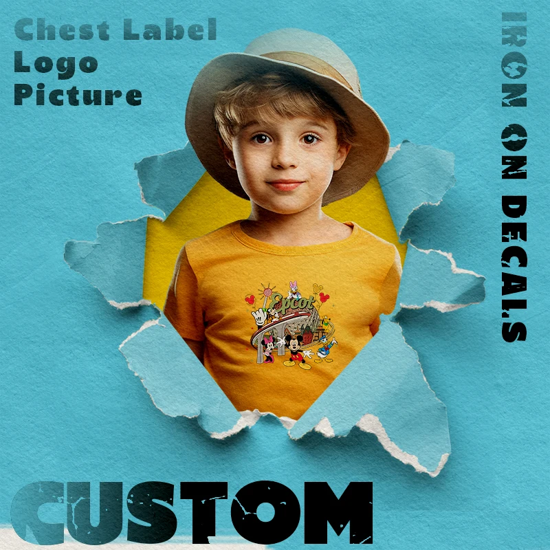 Custom Chest badges Text Picture Thermal stickers on clothes Heat-Sensitive Patches Heat Vinyl Ironing Stickers Decor