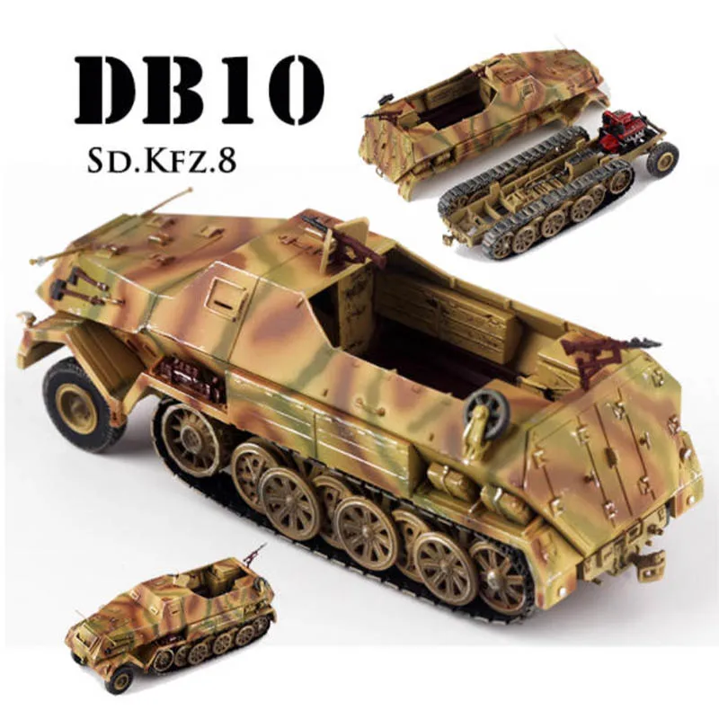 1/72 Scale German Sd.Kfz.8  DB10 12-ton Half-track 88 Gun Towed Trailer Troop Carrier Simulation Model Display Collectible Gift
