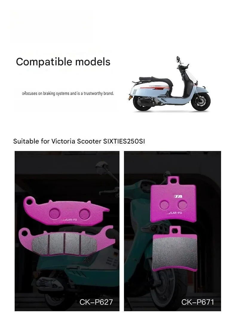 For VICTORIA sixties250si Ceramic Brake Pads Heatproof Soft Silent Compound Clear Mud Water To Avoid Brake Stagnation Malfunctio