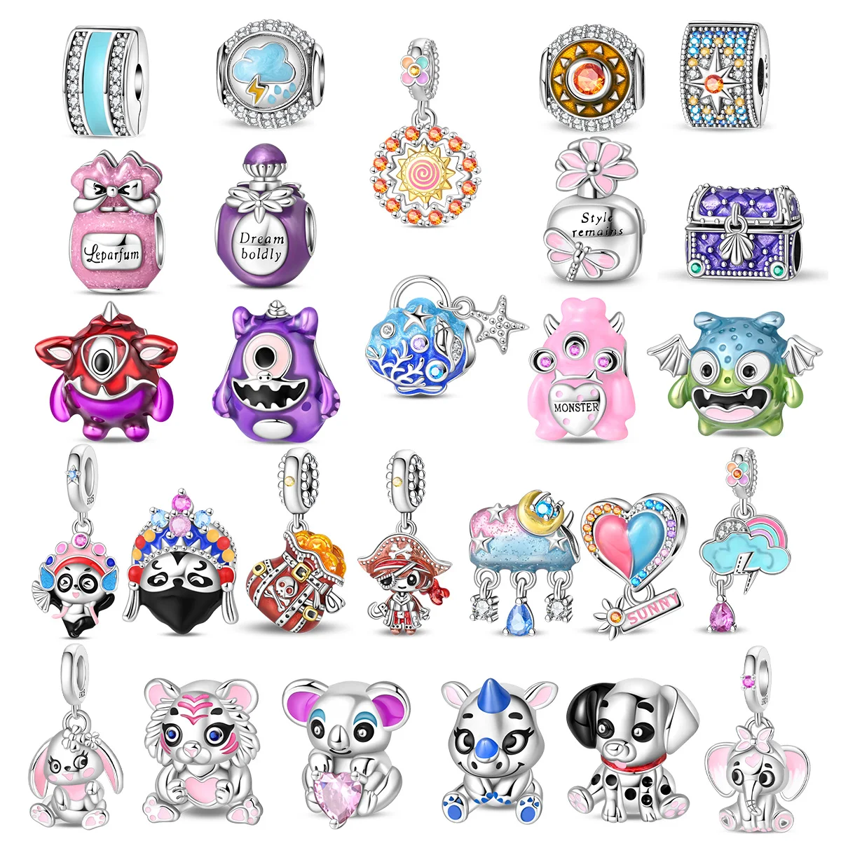 

925 sterling silver Perfume bottle Cute animal beads charms fit original bracelet charm bead necklace Diy female jewelry