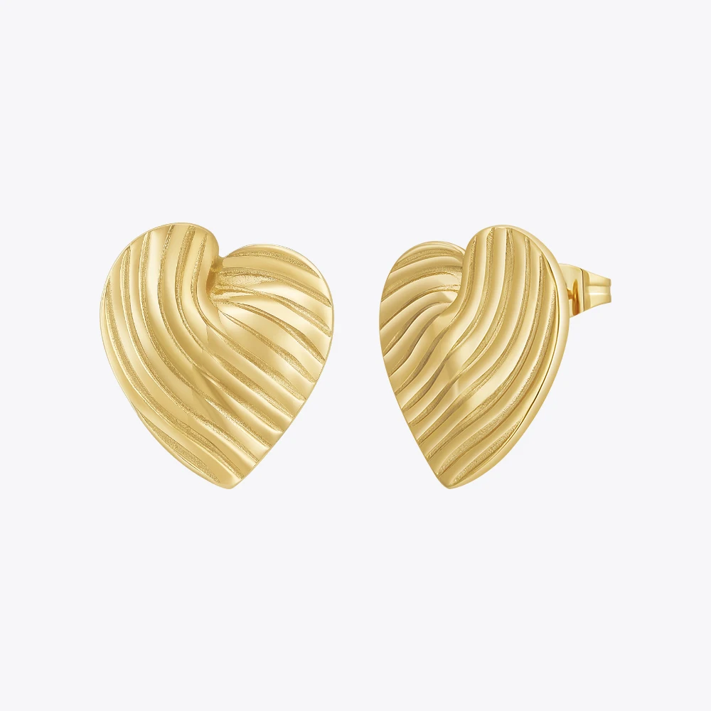 

ENFASHION Aretes De Mujer Heart Stripe Stud Earrings For Women 18K Gold Plated In Earings Fashion Luck Cute Jewelry E231519G