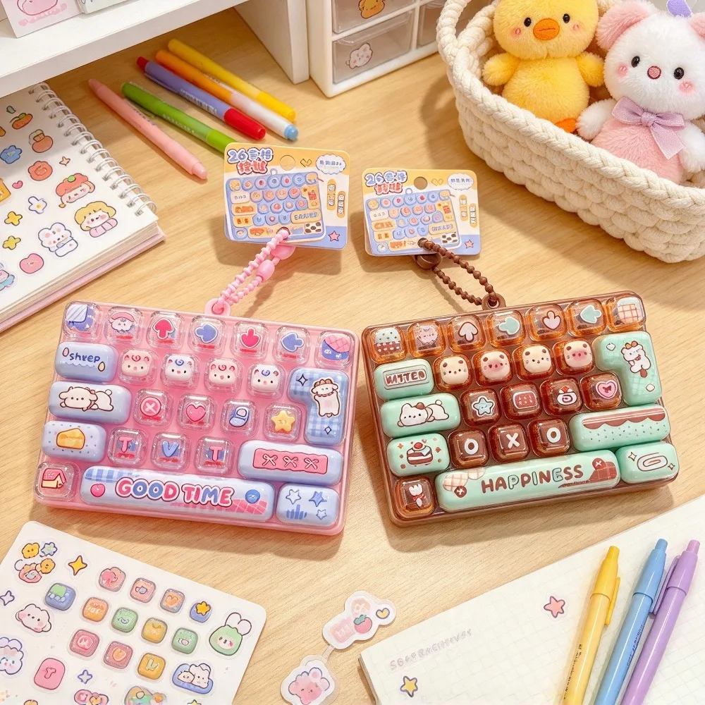 26 Keys Keycap Clicker Fidget Keychain, Anti-Stress Decompression Button, Cartoon Hand Relax Creative Gift