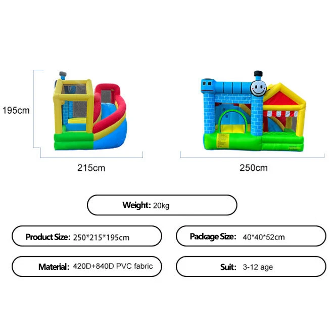Garden Home Playground for Children Compact Bouncy Castle for Family Fun Mini Train Castle Inflatable Slide for Kids