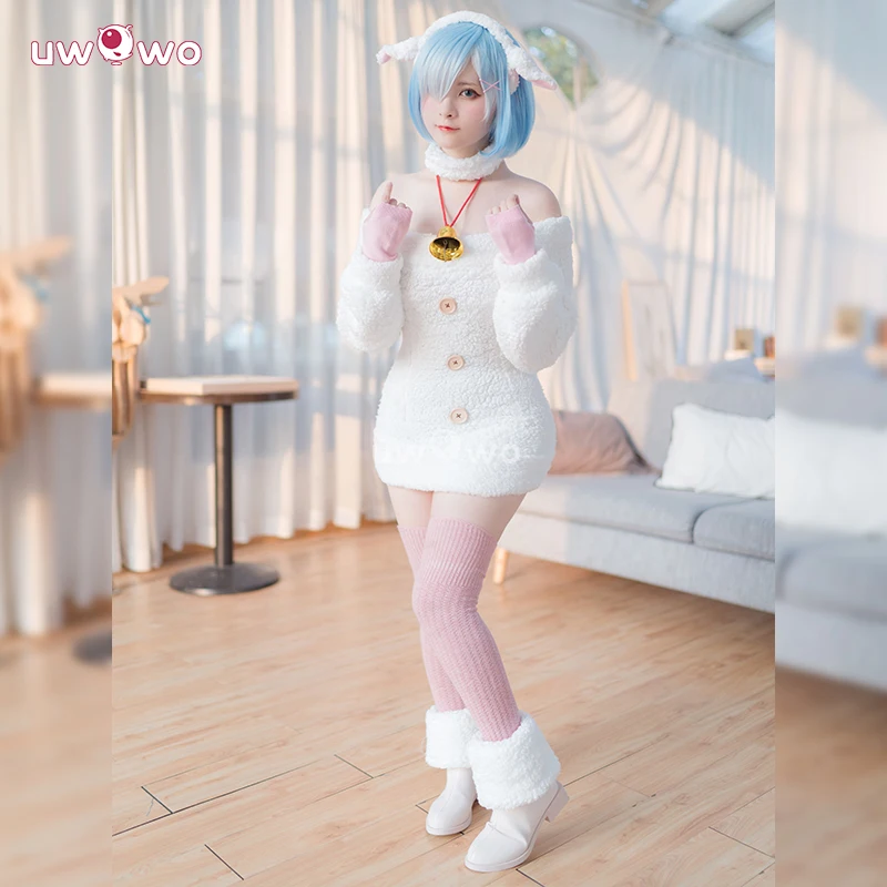 Серия Collab: Remm Косплей Re: Zero Lost in Memoriess RemM Пушистая овца Косплей Костюм Зимний Рождественский костюм