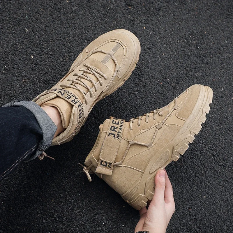 Botas tácticas militares de combate para hombre, botines de senderismo al aire libre, zapatos ligeros antideslizantes para trabajo en el desierto,