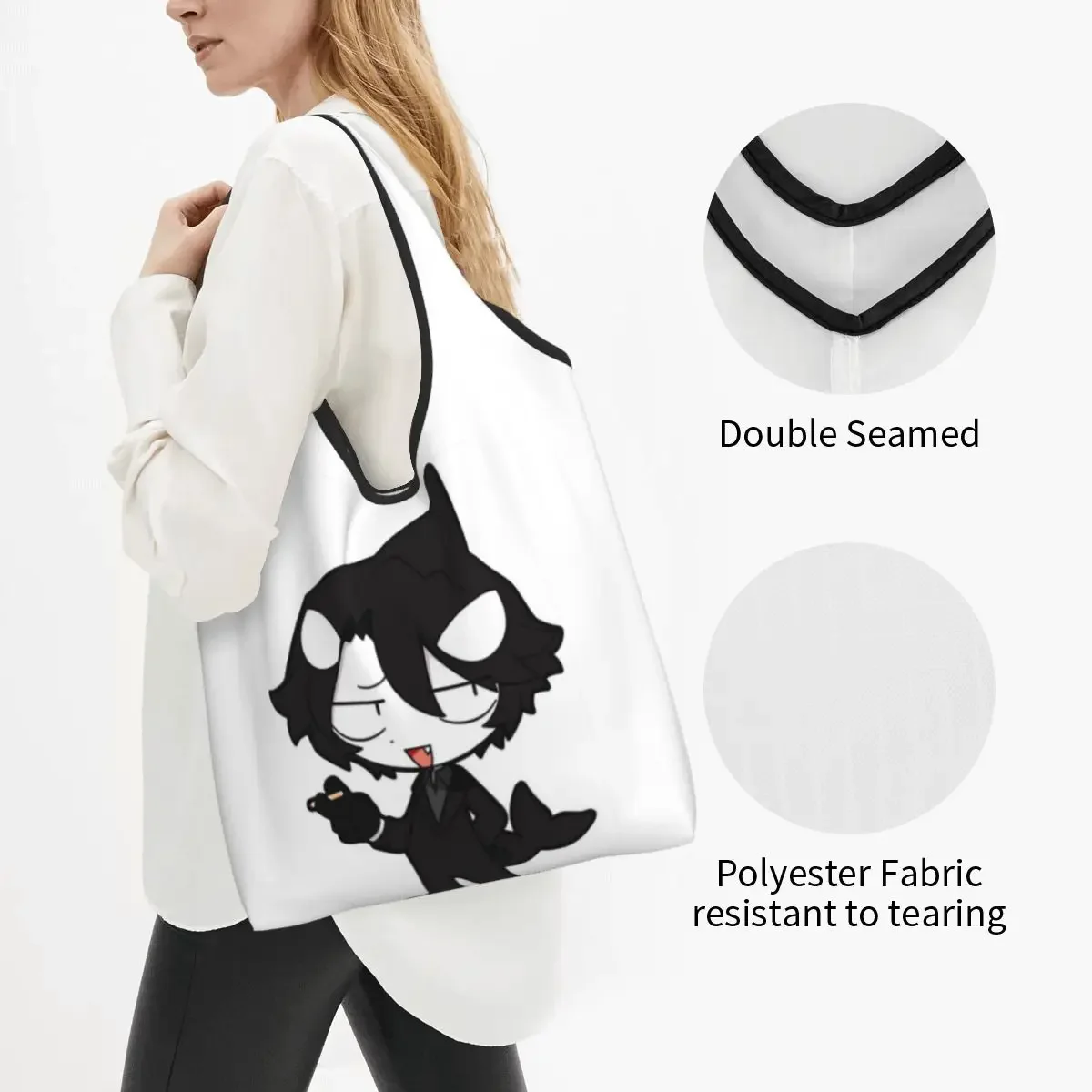 Idate Portable Tote Shopping Bags Reusable Shopper Bag Grocery Handbag Shoulder Bag