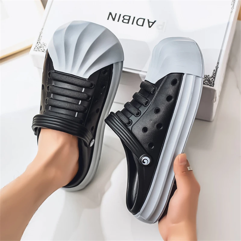 

Новинка 2023 года, легкие и удобные мужские тапочки на одну ногу, модные пляжные сандалии с отверстиями на улице.