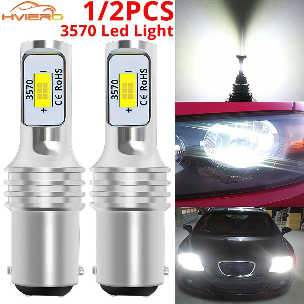 1/2PCS Auto Daytime Running 3570 80W LED Highlight Decoding White Car Motorcycle 1156 1157 T20 Fog Lights Night Front Light Bulb