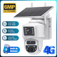 2025 NEW 4G/WIFI 6MP Solar Powered Camera CCTV PTZ Night Vision Outdoor PIR Motion Detection 2-Way Audio Surveillance Camera