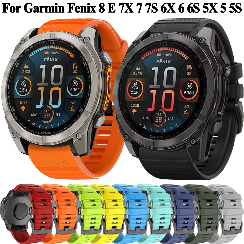 Correa de silicona para reloj Garmin, pulsera de liberación rápida de 22 y 26MM para modelos Fenix 8, 7X, 7, 7S, 6S, 6, 6X Pro, Fenix 5X, 5 y 5S