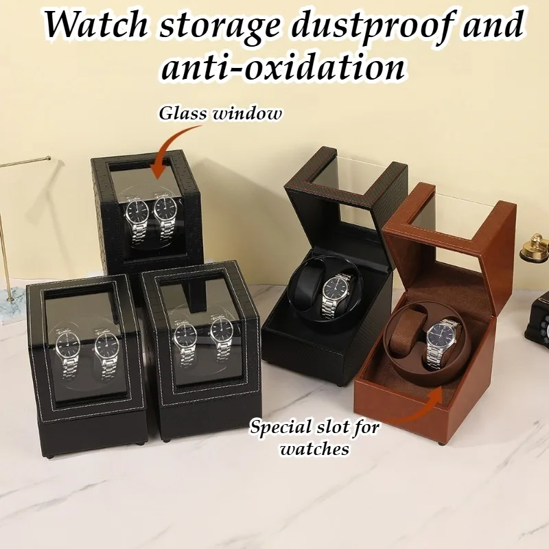 2 Slots Mechanical Watch Winders Household Watch Winders Travel Automatic Clockwork Watches Winding Men's Watches Storage Box