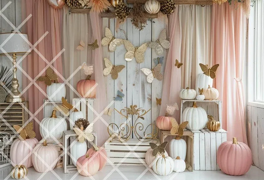 Мехофонд фон для фотосъемки тыква осень бабочка цветочный детский день рождения торт Smash портретный декор фон для фотостудии