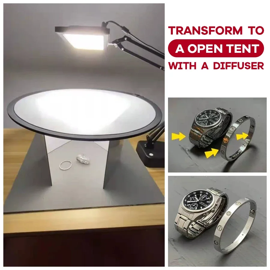 TENWISH-tablero Reflector en forma de V, Control de iluminación de sobremesa, color negro, blanco, dorado, plateado brillante para un buen contraste