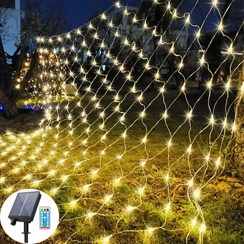Solarny lub oświetlenie Led z wtyczką ue na zewnątrz 3*2m wodoodporne lampki Panel słoneczny netto girlanda ogrodowa bajkowa lampa dekoracja uliczna trawnik