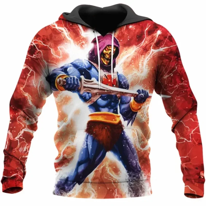 Anime Masters of The Universe He-Man 3D 프린트 후드 티 스웨터 남성/여성 긴 소매 후드 코트 하라주쿠 Tracksuit Pullovers